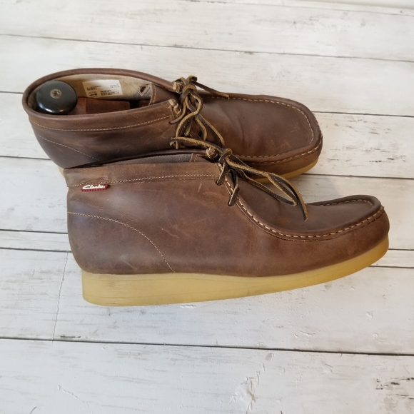 Clarks Stinson Hi Leather Beeswax Wallabee Moc Toe Lace Up Chukka Boots